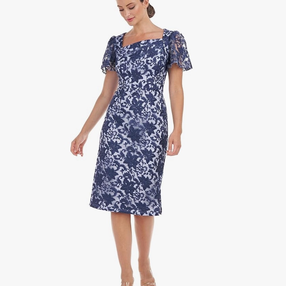 Elegant Navy Blue Lace Dress by JS Collections
